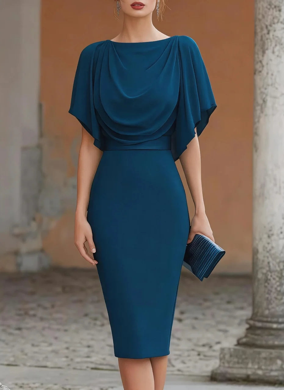 Cowl Neck Cape Midi Dress