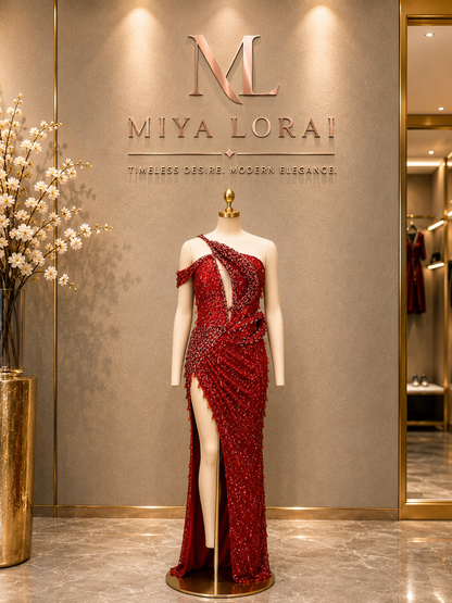 Ruby Eclipse Embellished Evening Gown