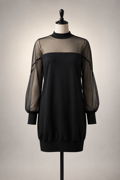 Noir Illusion Mesh Mini Dress