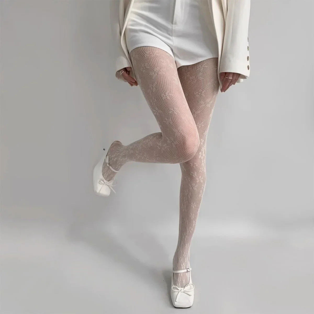 Sakura Floral Fishnet Tights