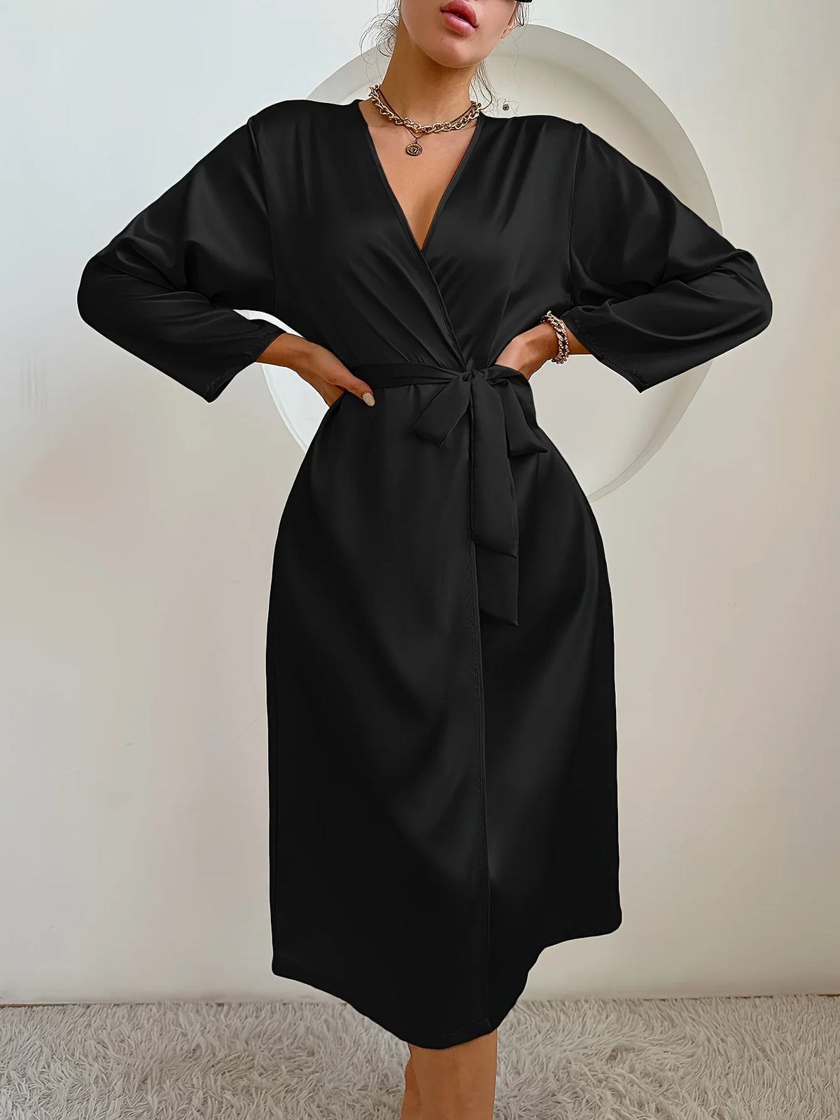 Elegant Satin Belted Robe