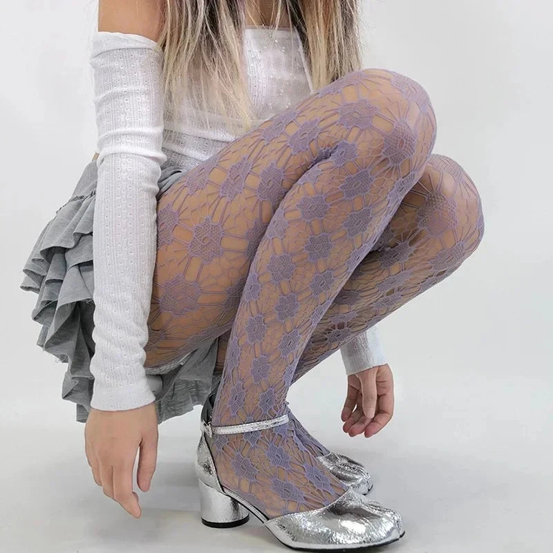 Sakura Floral Fishnet Tights