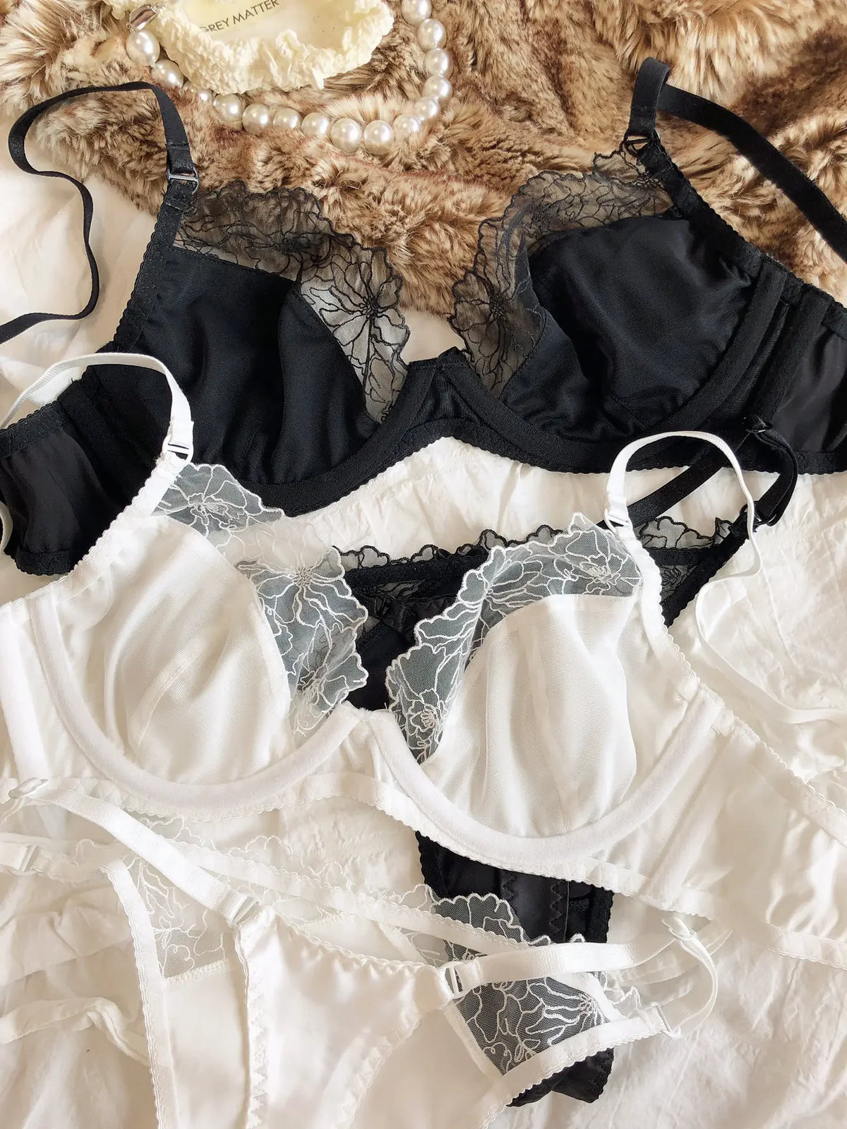 Leopard Lace Satin Lingerie Set