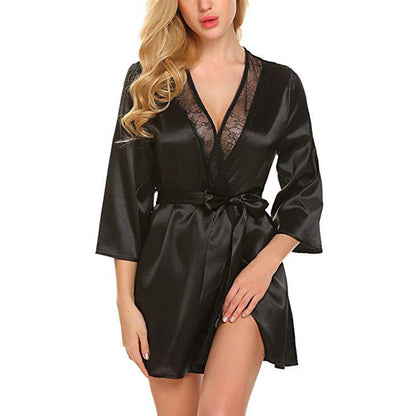 Lace Satin Kimono Robe