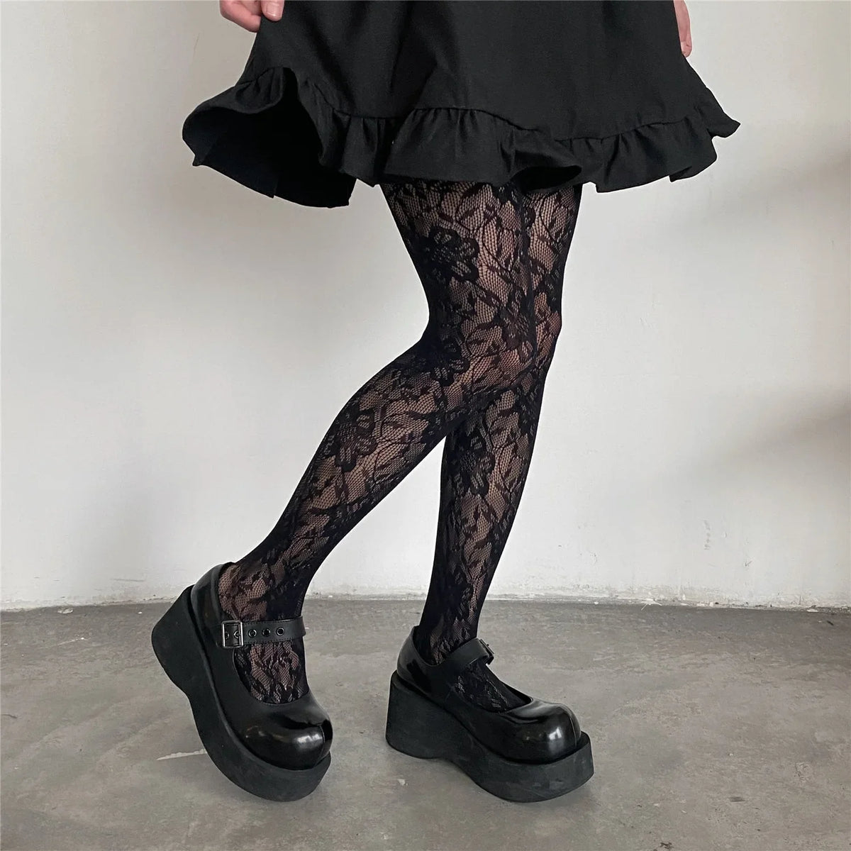 Sakura Floral Fishnet Tights