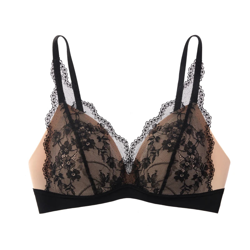 Deep V Lace Wireless Bra