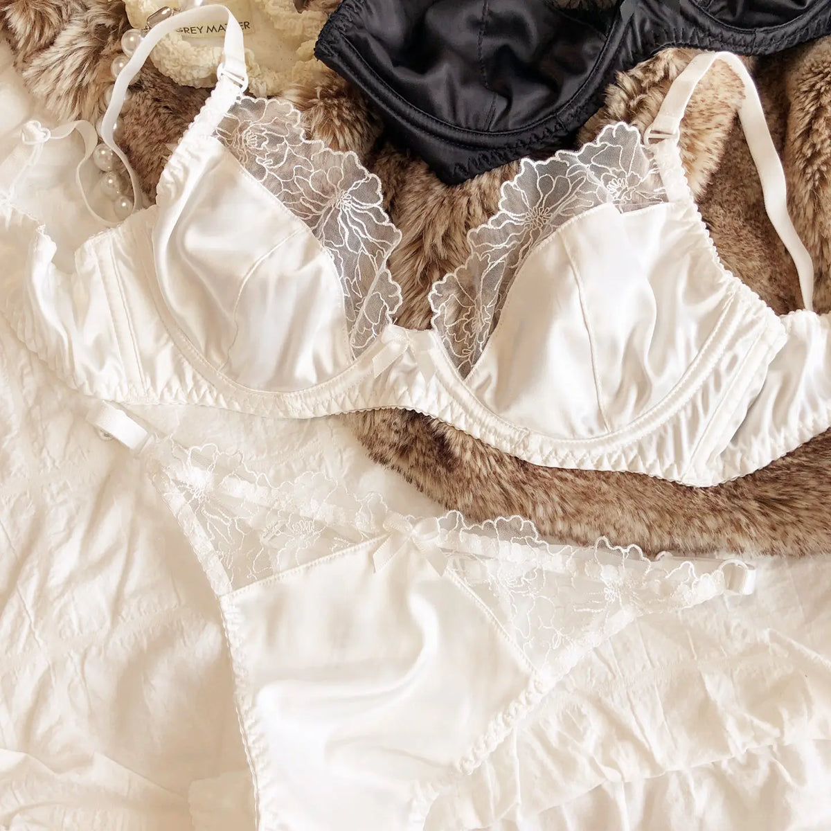 Leopard Lace Satin Lingerie Set
