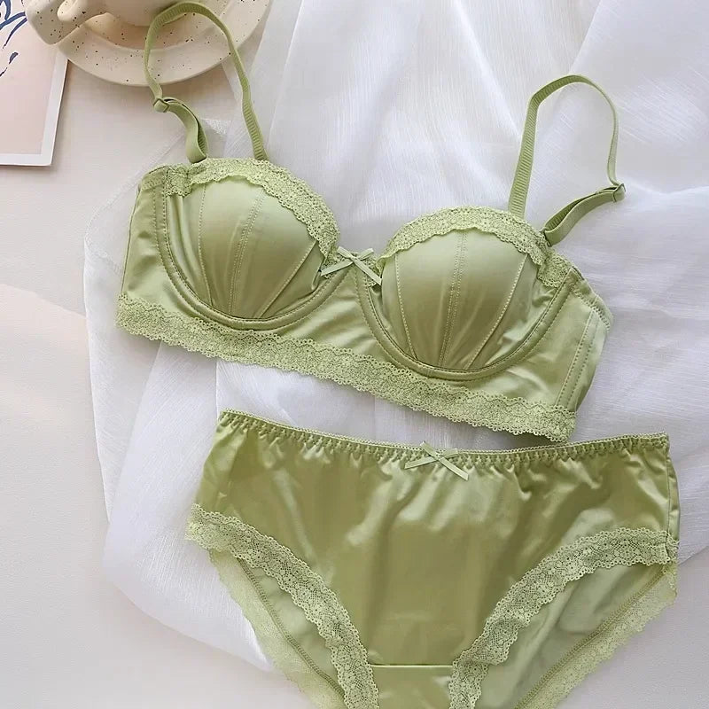 Luxury Satin Lace Bra Set