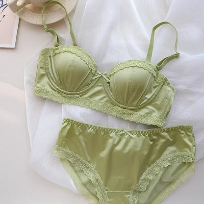 Luxury Satin Lace Bra Set