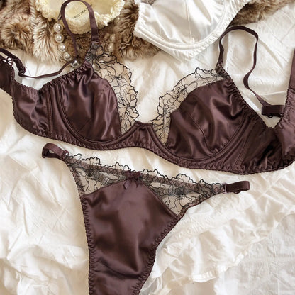 Leopard Lace Satin Lingerie Set