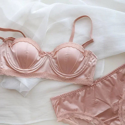 Luxury Satin Lace Bra Set