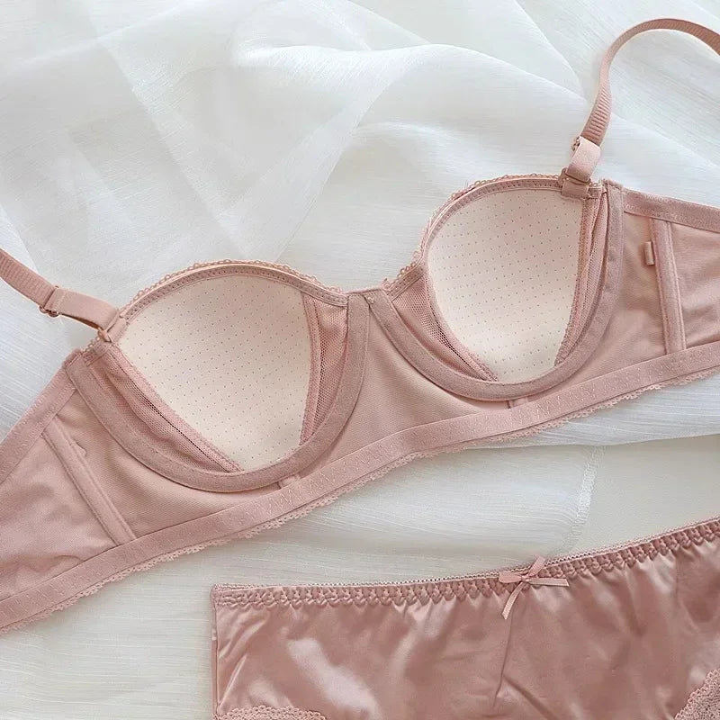 Luxury Satin Lace Bra Set