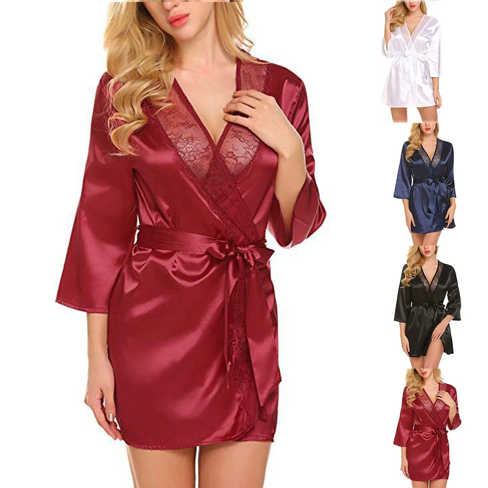 Lace Satin Kimono Robe