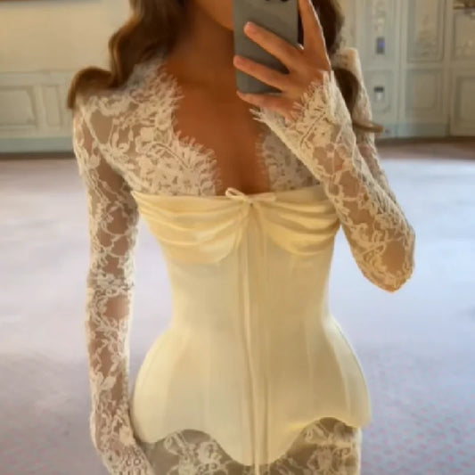 Lace Corset Satin Mini Dress