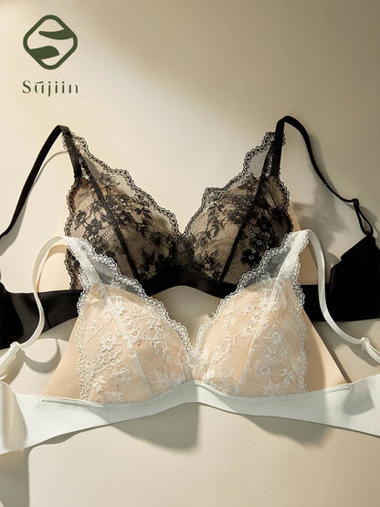 Deep V Lace Wireless Bra