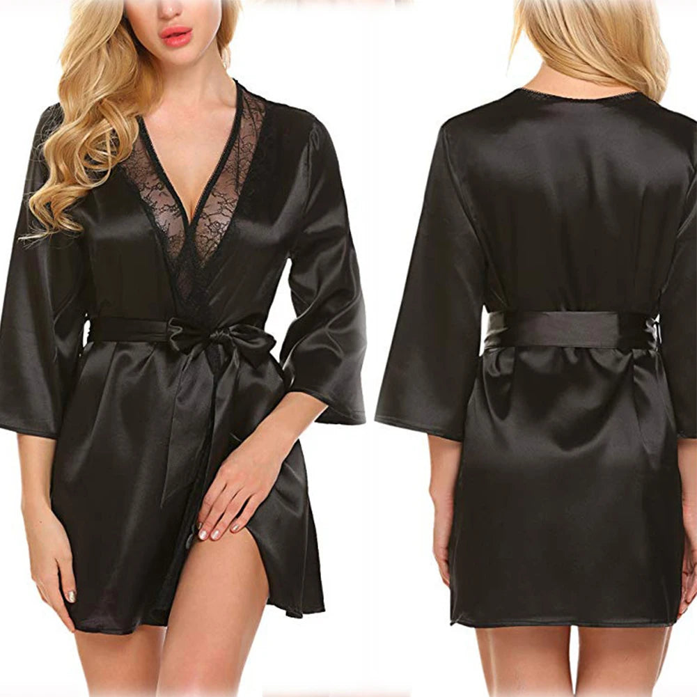 Lace Satin Kimono Robe
