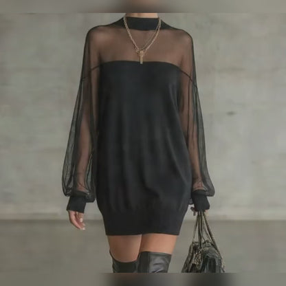 Noir Illusion Mesh Mini Dress
